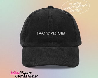 Gorra de pana bordada del Club de las Dos Esposas: Gorra de béisbol del orgullo lésbico