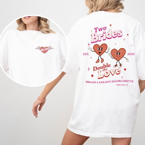 Retro Lesbian Bachelorette Party Shirts: Two Brides, Double The Love
