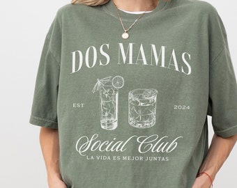 Dos Mamas Social Club Camiseta familiar de dos mamás / Regalo de esposa lesbiana latina / Regalo de orgullo LGBTQ+ personalizado para que mamá gay sea mamá lesbiana Día de la Madre