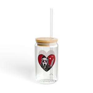 Ghost Face Scary Movie Glass Tumbler | Valentine&#39;s Day Halloween Summer Gift