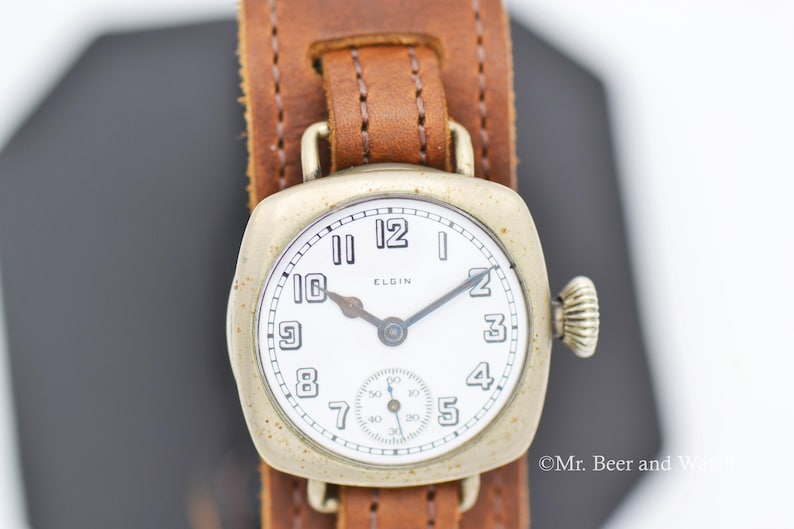 1918 Rare Vintage Elgin WWI Trench Watch, Fahys Case, Enamel Dial ...