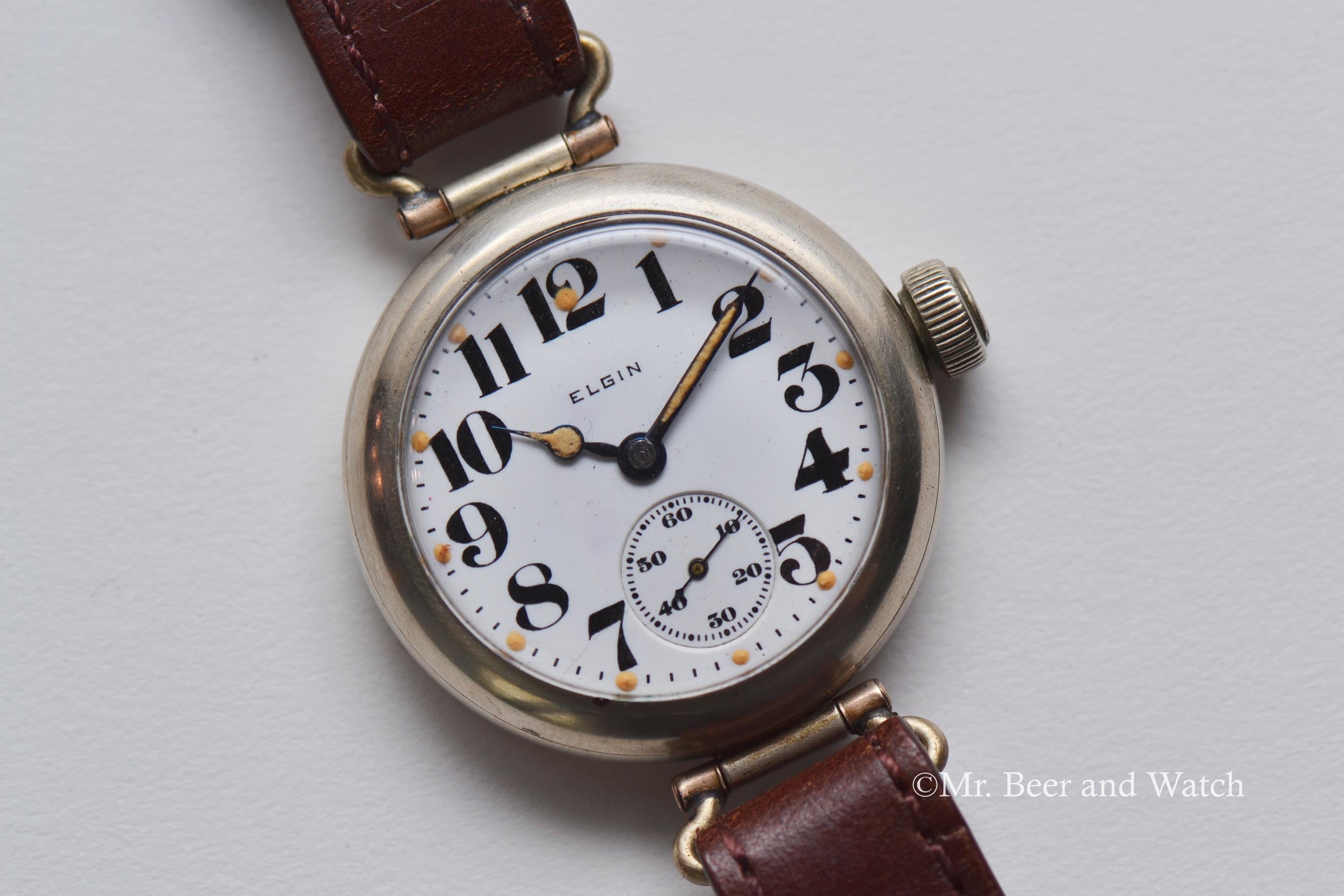 1917 Rare Vintage Elgin Trench Watch, Rare Early Nickel General