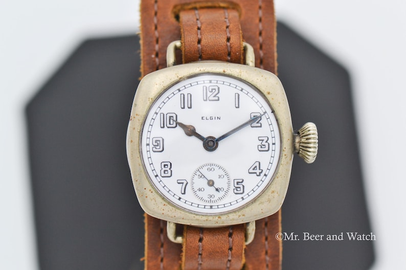1918 Rare Vintage Elgin WWI Trench Watch, Fahys Case, Enamel Dial ...