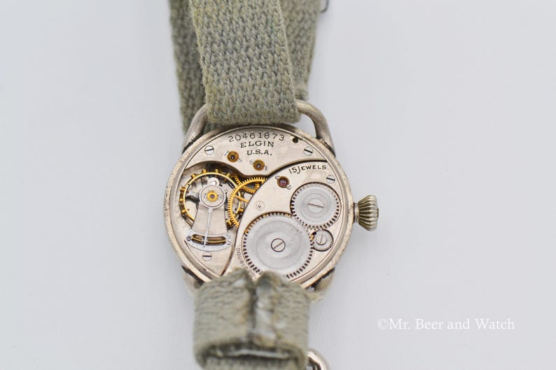 1918 Rare Vintage Elgin WWI Trench Watch, Red 12 Enamel Dial, Serviced ...