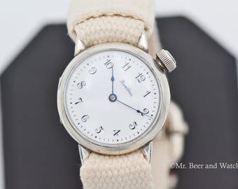 1910 Uitzonderlijk zeldzaam vintage WOI Hamilton-trenchhorloge, 17 juwelen, klasse 983, offsetkroon, geëmailleerde wijzerplaat, onderhouden!