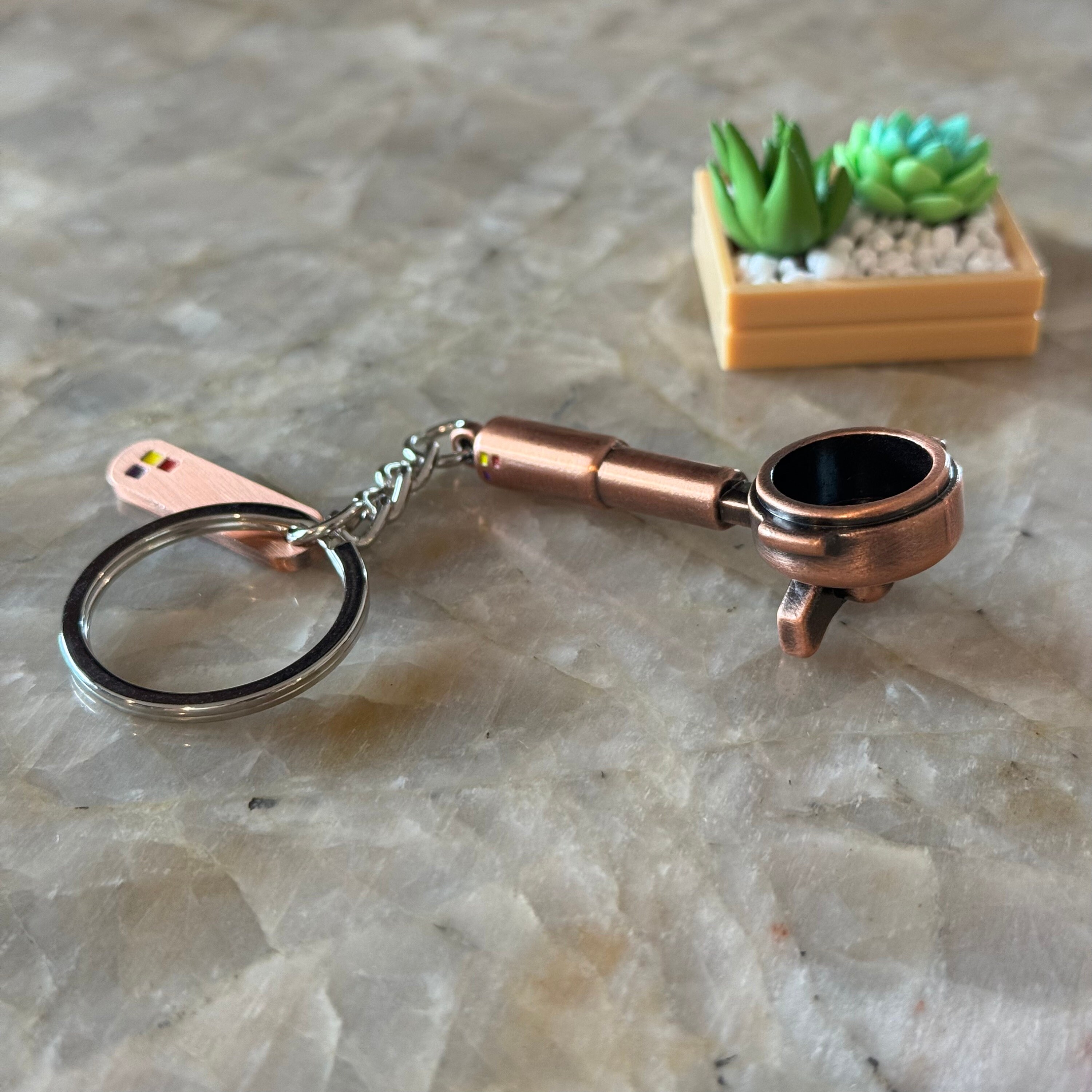 Rose Gold Portafilter and Tamper Keychain Espresso Coffee Lover