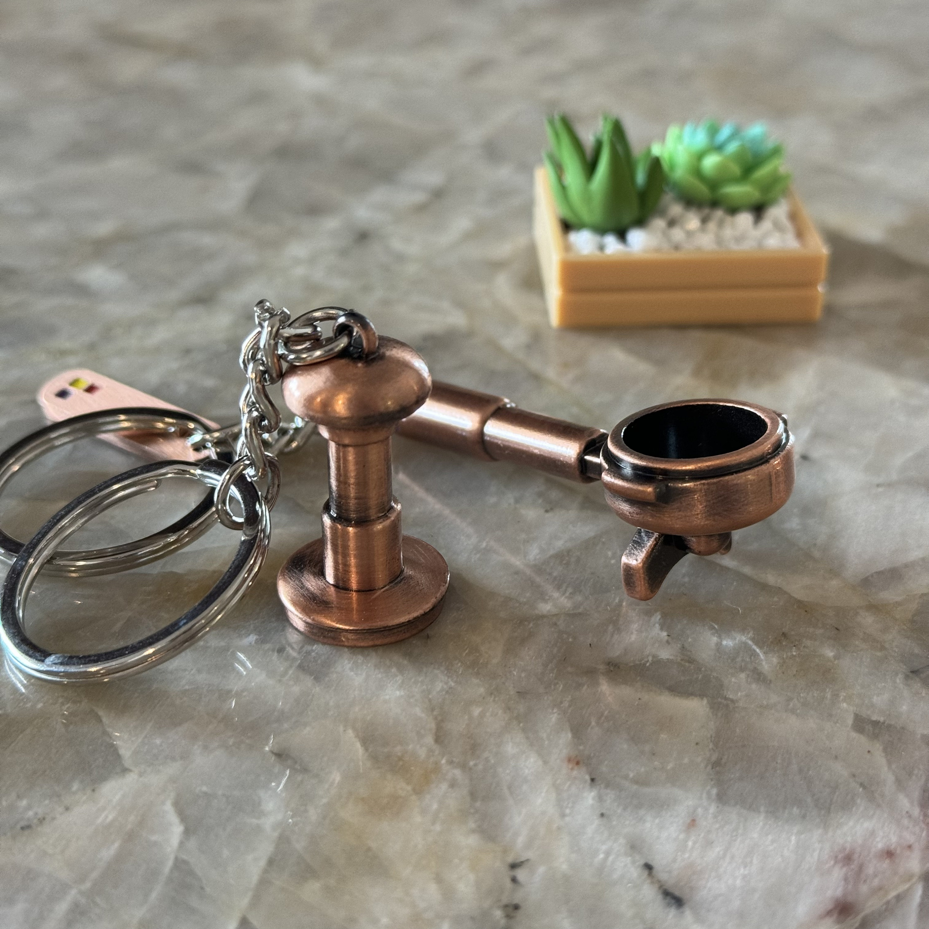 Rose Gold Portafilter and Tamper Keychain Espresso Coffee Lover