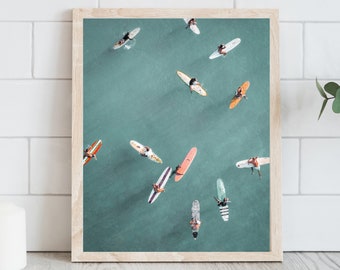 Flygfoton på stranden, surftryck, flygfoton på stranden, kustnära väggkonst, fotografi på stranden, vågtryck