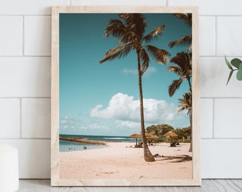Tropical Palm Beach imprimible, foto de palmera descargable, arte de pared de playa imprimible, descarga digital costera, impresión de playa tropical,