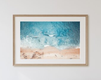 Ocean Landscape Art, Aerial Photography, Swim, Swimmers, Beach, Bedroom Decor, Ocean Print, Wall Decor