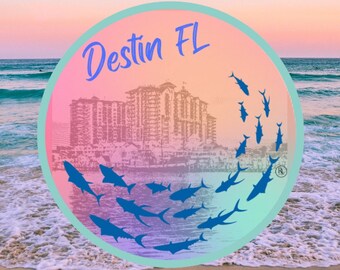 Décalcomanie/autocollant Destin, Fl Harborwalk ! 3" de diamètre ! Imperméable ! Fabriqué aux États-Unis !