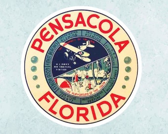 Vintage Pensacola 1950's Reproduction Sticker! Waterproof! Made in the USA!