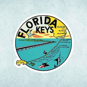 Vintage Key West 1950 Reproduction sticker 3.04&quot;x3&quot; Waterproof! Made in the USA!