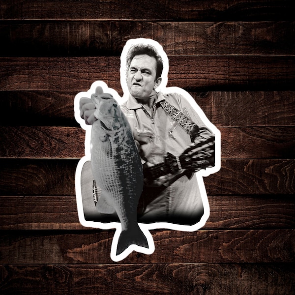 Johnny Cash Bass Decal No middle finger 3.5" tall x 2.3" wide