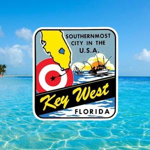 Vintage Key West Fl, Reproduction Sticker! 3&quot;x3.3&quot; Waterproof! Made in the USA!