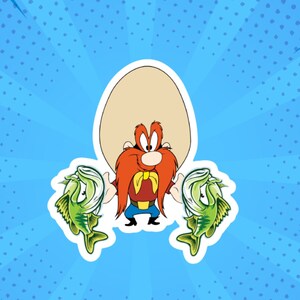 Yosemite Sam Fish decal/sticker. 3"x2.8" Waterproof. Made in the USA!