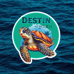 Destin Florida Sea Turtle Sticker Over 3&quot; Waterproof! Made in the USA!