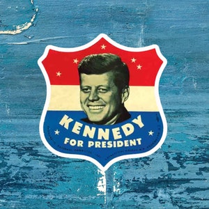 Kennedy For President Vintage reproduction Sticker/Decal! 3&quot;x2.84&quot; Waterproof! Made in the USA!