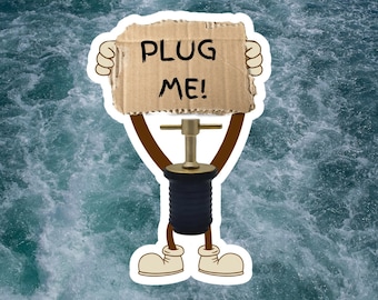 Décalcomanie/autocollant de bouchon de vidange de bateau ! Étanche 3,5 x 2,4 pouces ! Fabriqué aux États-Unis !