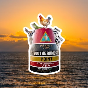 Key West Southernmost Point Critter Sticker!  3.5&quot;x2&quot; Waterproof! Made in the USA!