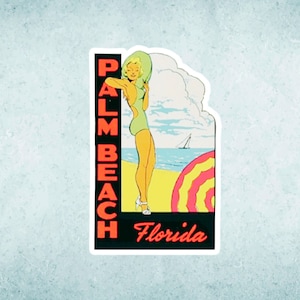 Vintage Palm Beach Florida 1950&#39;s Reproduction Sticker