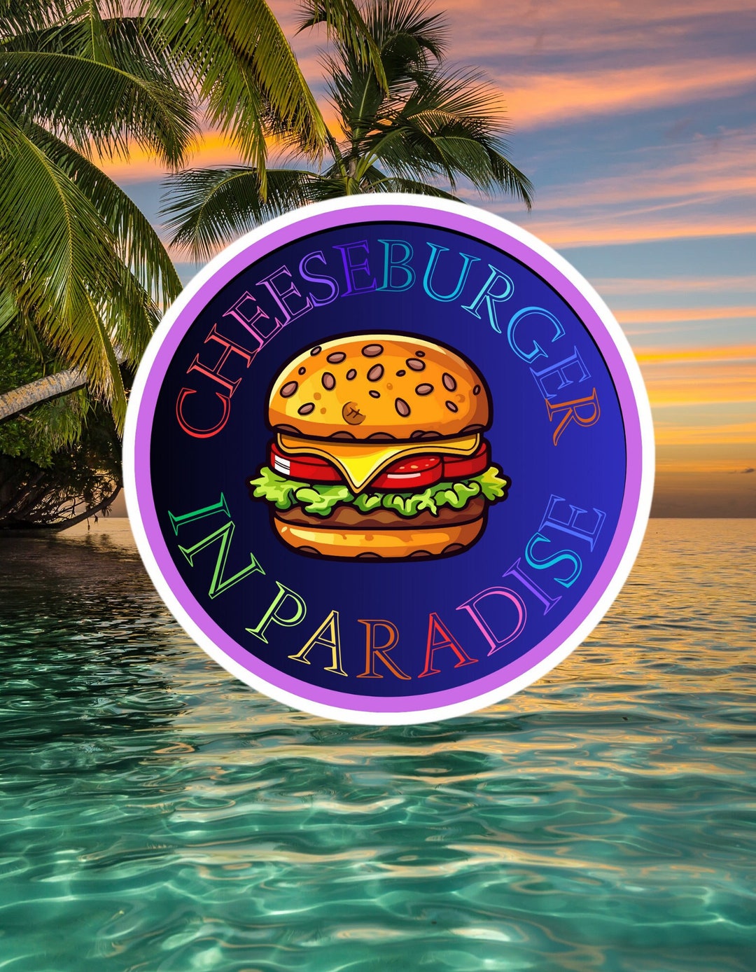 Cheeseburger in Paradise Decal Sticker Etsy
