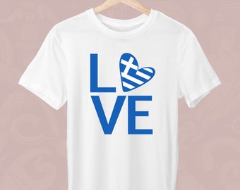 Love Greece, Greece Unisex T-Shirt, Greek T-Shirt, Greek Heart, Greek Flag, Greek Lover, Gift for a Greek, Trendy Greek, Stylish Greek