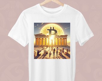 Parthenon under Bitcoin&#39;s Sun,  Bitcoin Unisex T-Shirt, Greek T-Shirt, Greek Lover, Parthenon, Gift for a Greek, Bitcoin Apparel