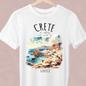 Crete is Calling and I Must Go, Unisex T-Shirt, Greek T-Shirt, Crete, Crete T-Shirt, Greece Vacation Shirt, Gift for a Greek