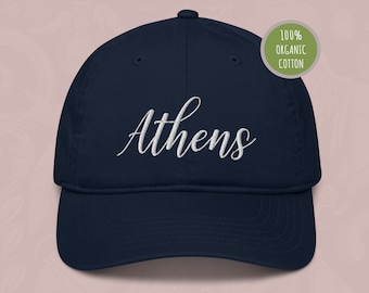 Atenas II, Gorra de béisbol orgánica, gorra griega, gorra de béisbol, bordado, amante griego, regalo para un griego, griego de moda, griego elegante, ecológico