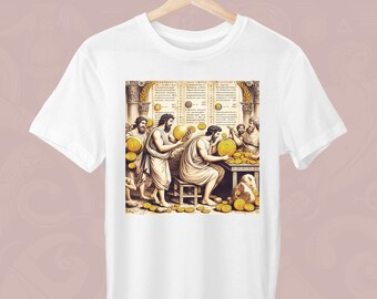 Greek Manuscript Bitcoins, Bitcoin Unisex T-Shirt, Greek T-Shirt, Greek Lover, Gift for a Greek, Stylish Greek, Bitcoin Apparel