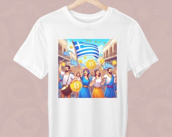 Greeks Celebrating Bitcoin II, Bitcoin Unisex T-Shirt, Greek T-Shirt, Greek Lover, Gift for a Greek, Stylish Greek, Bitcoin Apparel