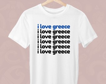 I Love Greece II, Greece Unisex T-Shirt, Greek T-Shirt, Greek Heart, Greek Flag, Greek Lover, Gift for a Greek, Trendy Greek, Stylish Greek