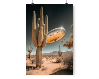 UFO in the desert, Premium Matte Vertical Posters
