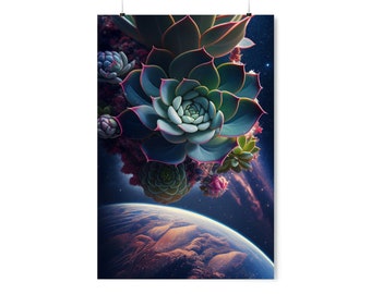 succulents in earths orbit, Premium Matte Vertical Posters