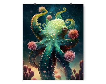 Galactic Octopus, Premium Matte Vertical Posters