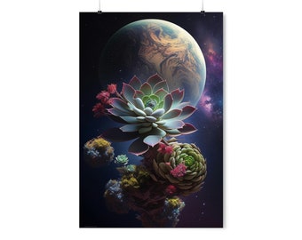 Succulent Galaxy, Premium Matte Vertical Posters