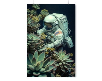 Astronaut gardening, Premium Matte Vertical Posters