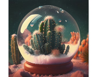 Photo of Cactus in a snow globe, Canvas Wrap