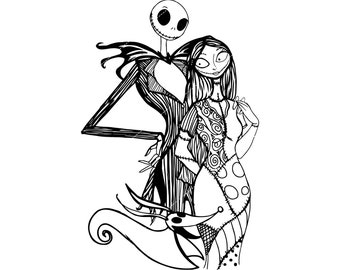 Jack And Sally In Heart SVG, Couple Jack And Sally SVG, The Nightmare Before SVG, Halloween Svg