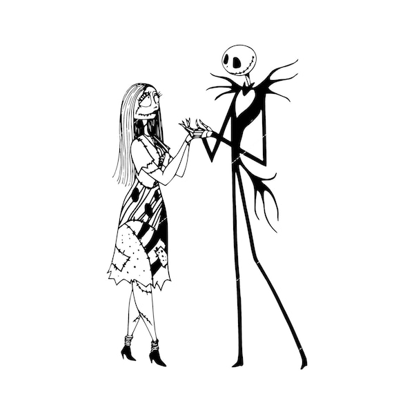 Jack And Sally In Heart SVG, Couple Jack And Sally SVG, The Nightmare Before SVG, Halloween Svg