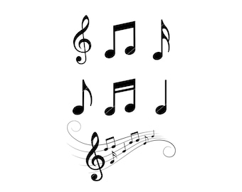 Music Notes SVG, Music Note SVG Bundle, Music Notes Clipart, Music Symbols, Cricut, Silhouette, Template, Instant Download, Cutting Files