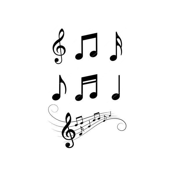 Musik Noten SVG, Musik Note SVG Bundle, Musik Noten Clipart, Musik Symbole, Cricut, Silhouette, Vorlage, Sofortiger Download, Schneidedateien