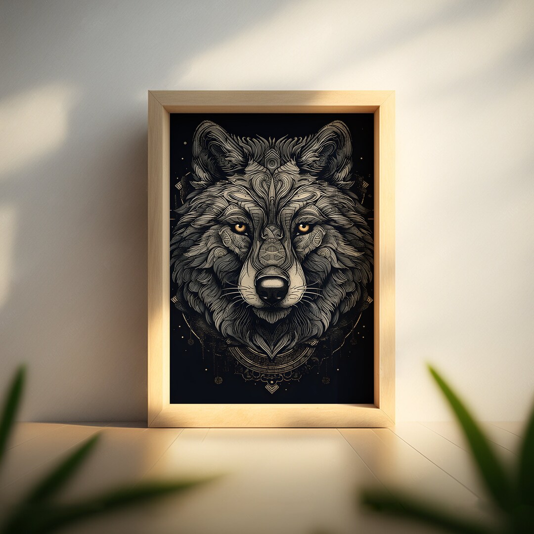 Abstract Wolf Art Print Wolf Portrait Wall Art Wildlife Art Etsy
