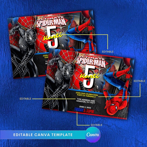 Spiderman Invitation Etsy