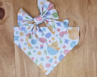 Easter Egg and Chick Dog Bandana | Sailor Bow | Bowtie | Dog Accessories