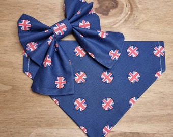 Union Jack Dog Bandana | Sailor Bow | Flower Bow | Bowtie | Dog Accessories