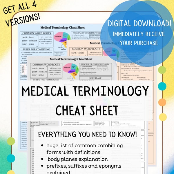 Medical Terminology Cheat Sheet - Med Notes, medical assistant, anatomy and physiology, mlt/mls/cls/rn/pa