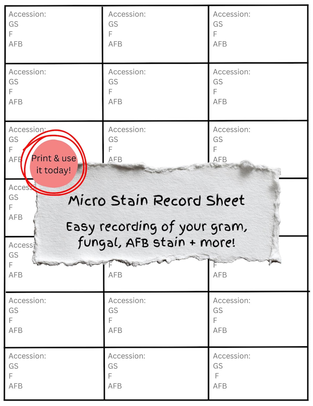 Afb Interpretation Form.pdf Microbiology Stain Record Sheet – Gram, Fungal, AFB (PDF Download) - Etsy