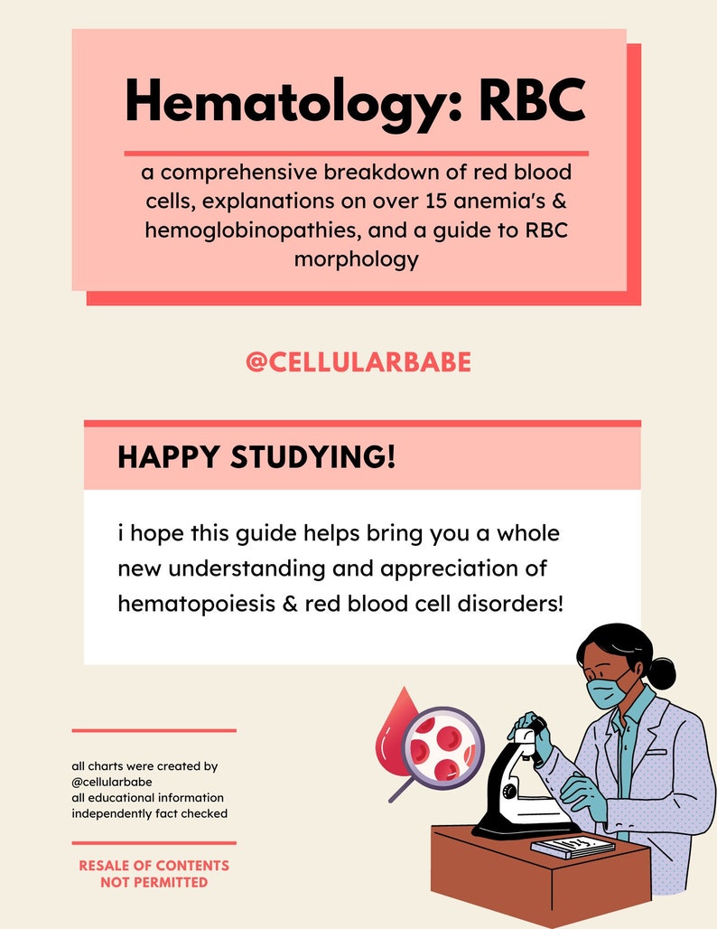 Hematology: Rbc Study Guide - Cheat Sheet - Heme - Mlt/mls/mt/rn ...